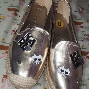 Karl Lagerfeld Gold Espadrilles with Cat Detail